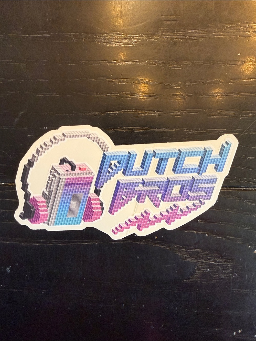 Dutch Bros Pixel Art Sticker - Blue, Pink, Purple